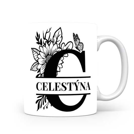 Hrnek se jménem Celestýna | Květinový monogram