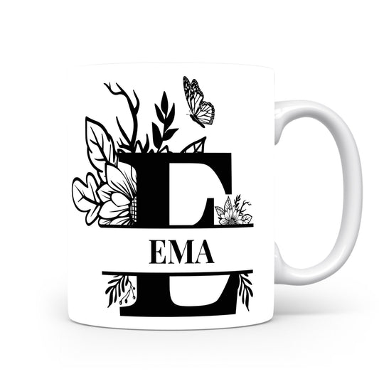 Hrnek se jménem EMA | Květinový monogram