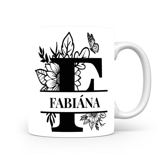 Hrnek se jménem Fabiána | Květinový monogram