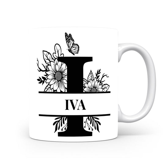 Hrnek se jménem Iva | Květinový monogram