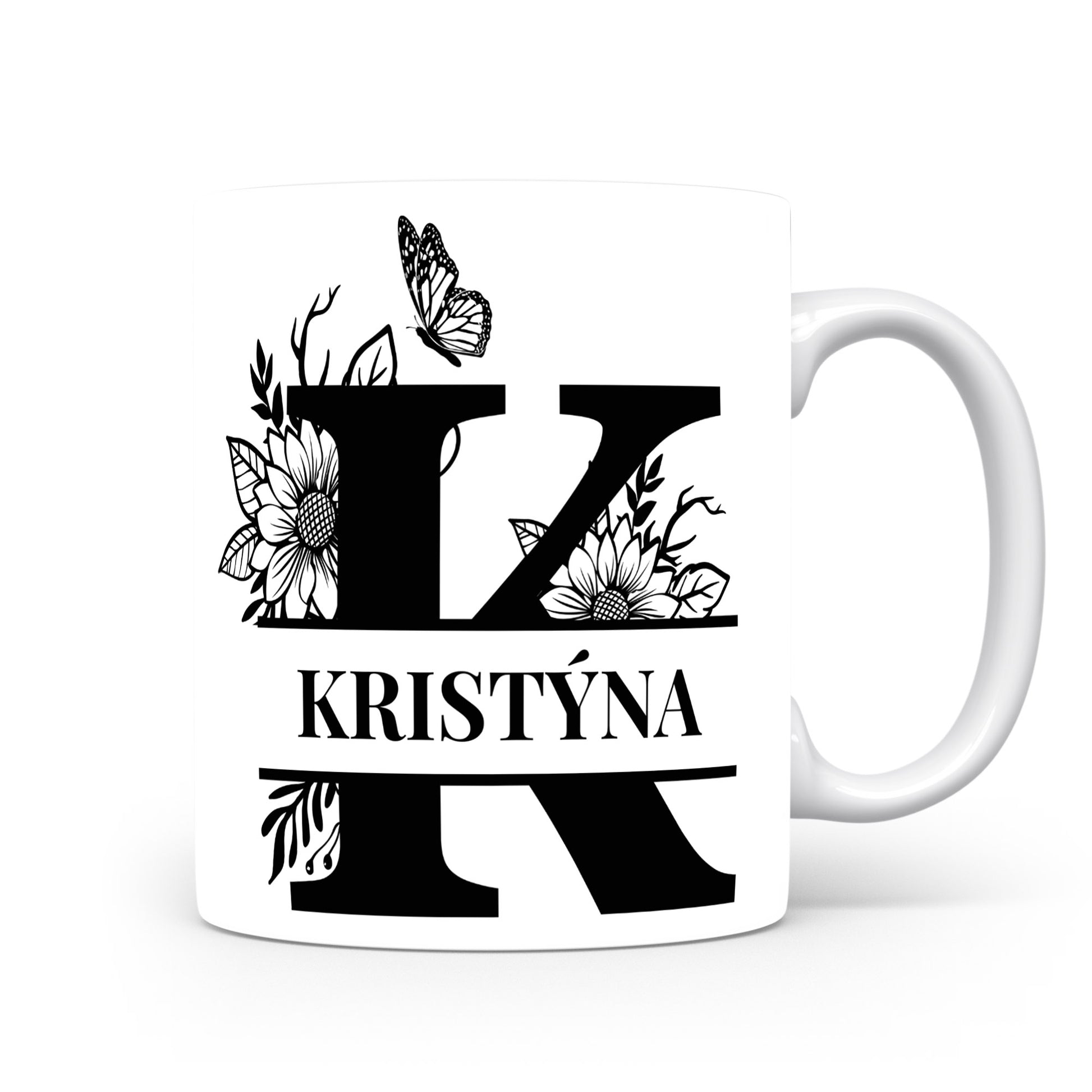 Hrnek se jménem Kristýna | Květinový monogram