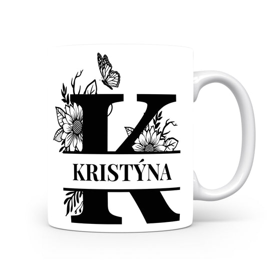 Hrnek se jménem Kristýna | Květinový monogram
