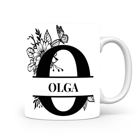 Hrnek se jménem Olga | Květinový monogram