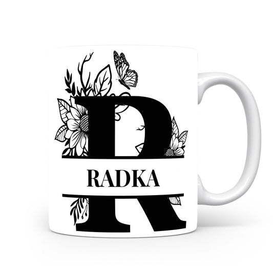 Hrnek se jménem Radka | Květinový monogram