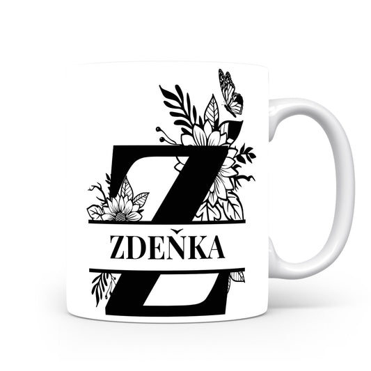 Hrnek se jménem Zdeňka | Květinový monogram