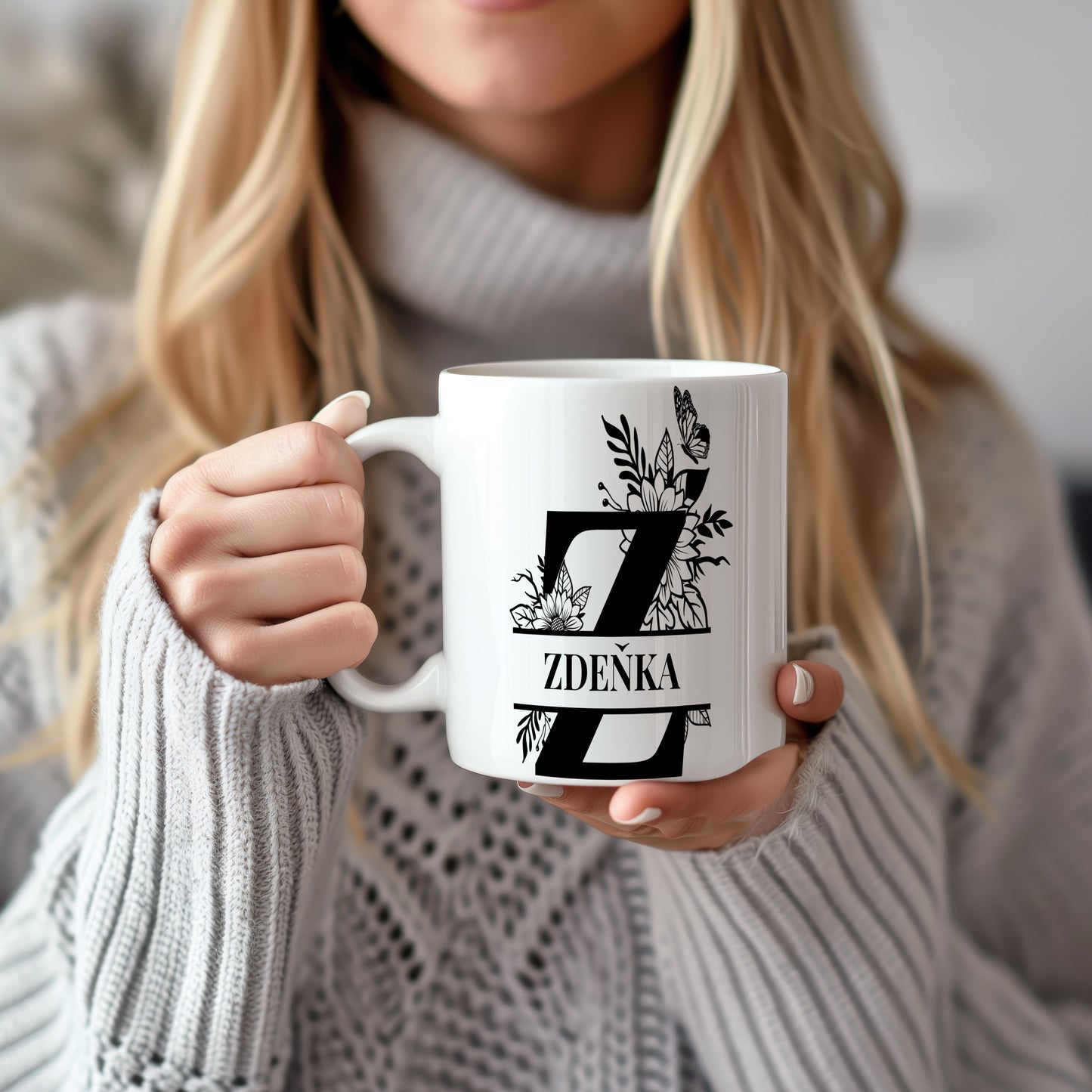 Hrnek se jménem Zdeňka – květinový monogram