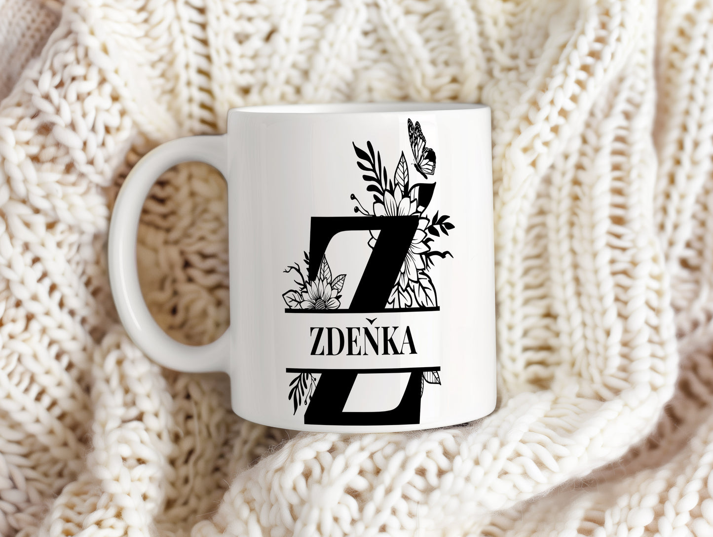 Hrnek se jménem Zdeňka – květinový monogram