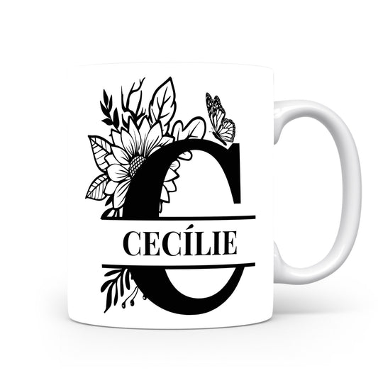 Hrnek se jménem Cecílie | Květinový monogram