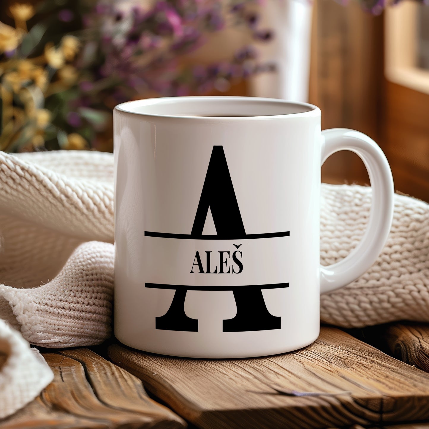 Hrnek se jménem ALEŠ – monogramový design