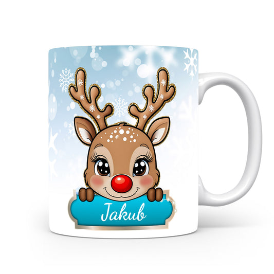 Dětský hrnek se jménem Jakub | Sobí motiv pro kluky