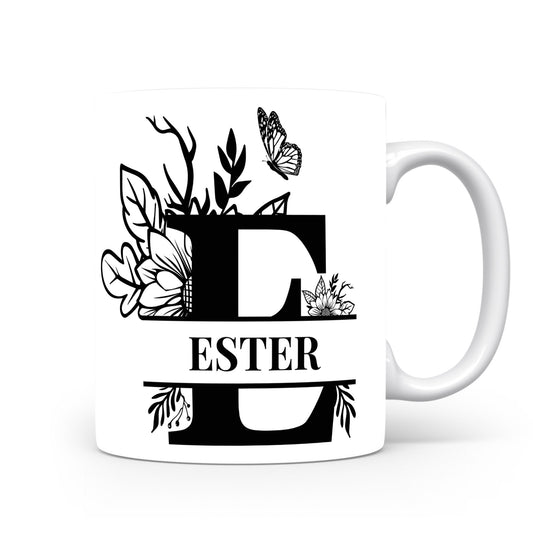 Hrnek se jménem Ester | Květinový monogram