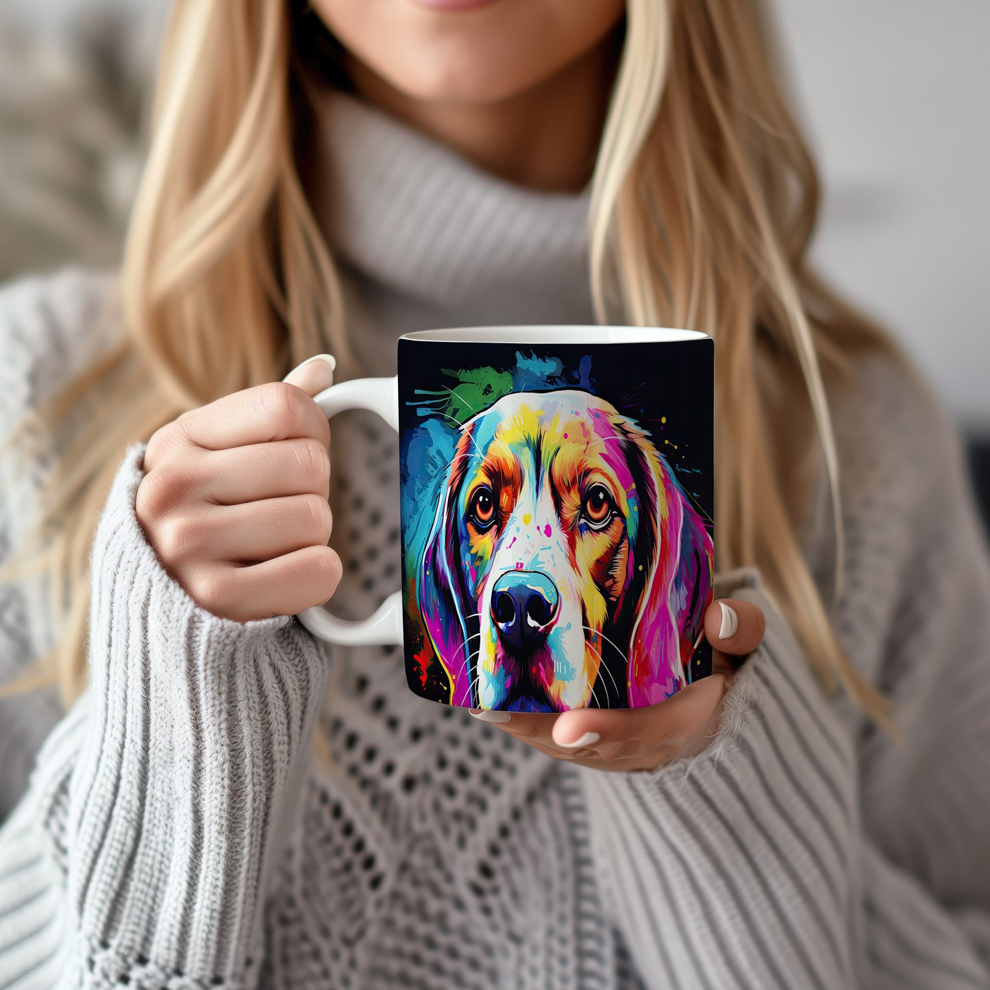 Hrnek s pestrým motivem beagle