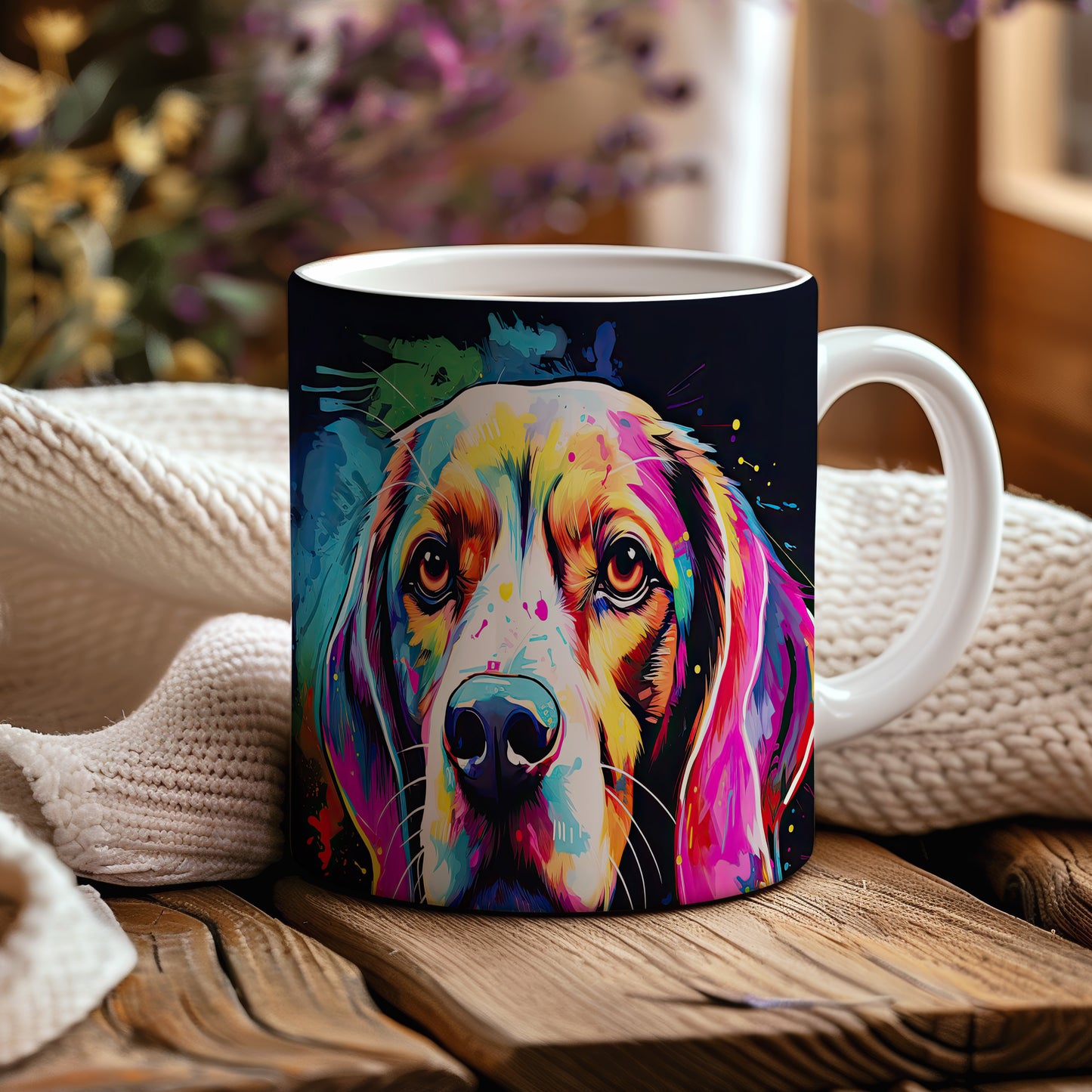 Hrnek s pestrým motivem beagle