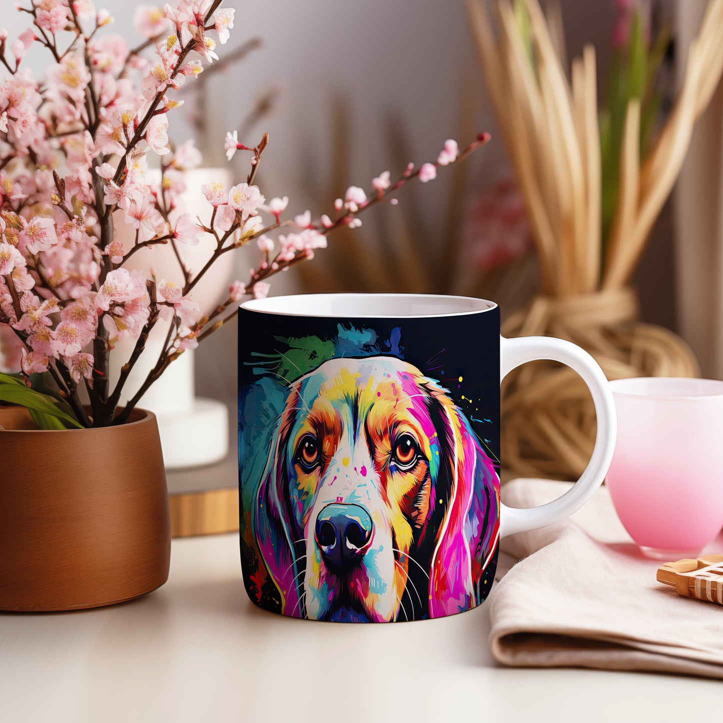 Hrnek s pestrým motivem beagle