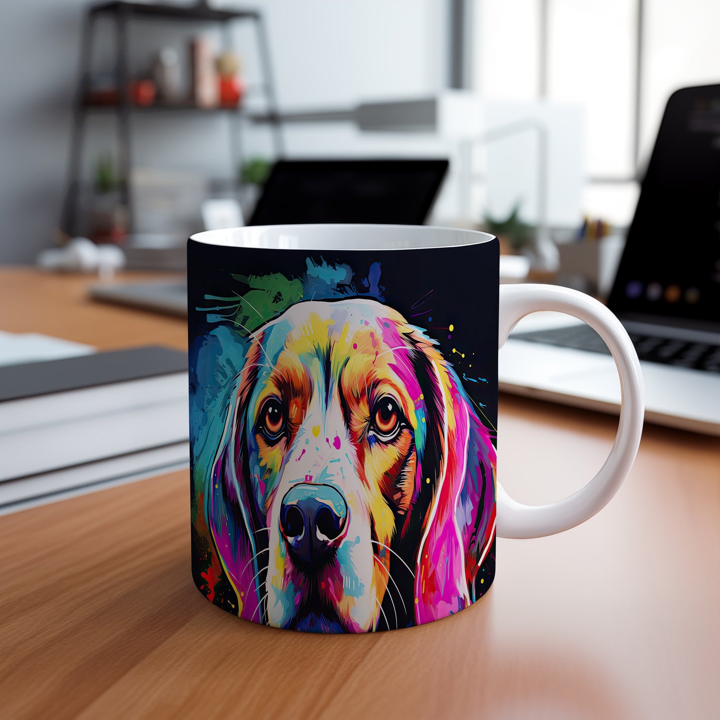 Hrnek s pestrým motivem beagle