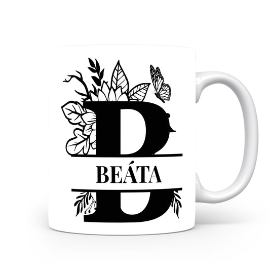 Hrnek se jménem Beáta | Květinový monogram