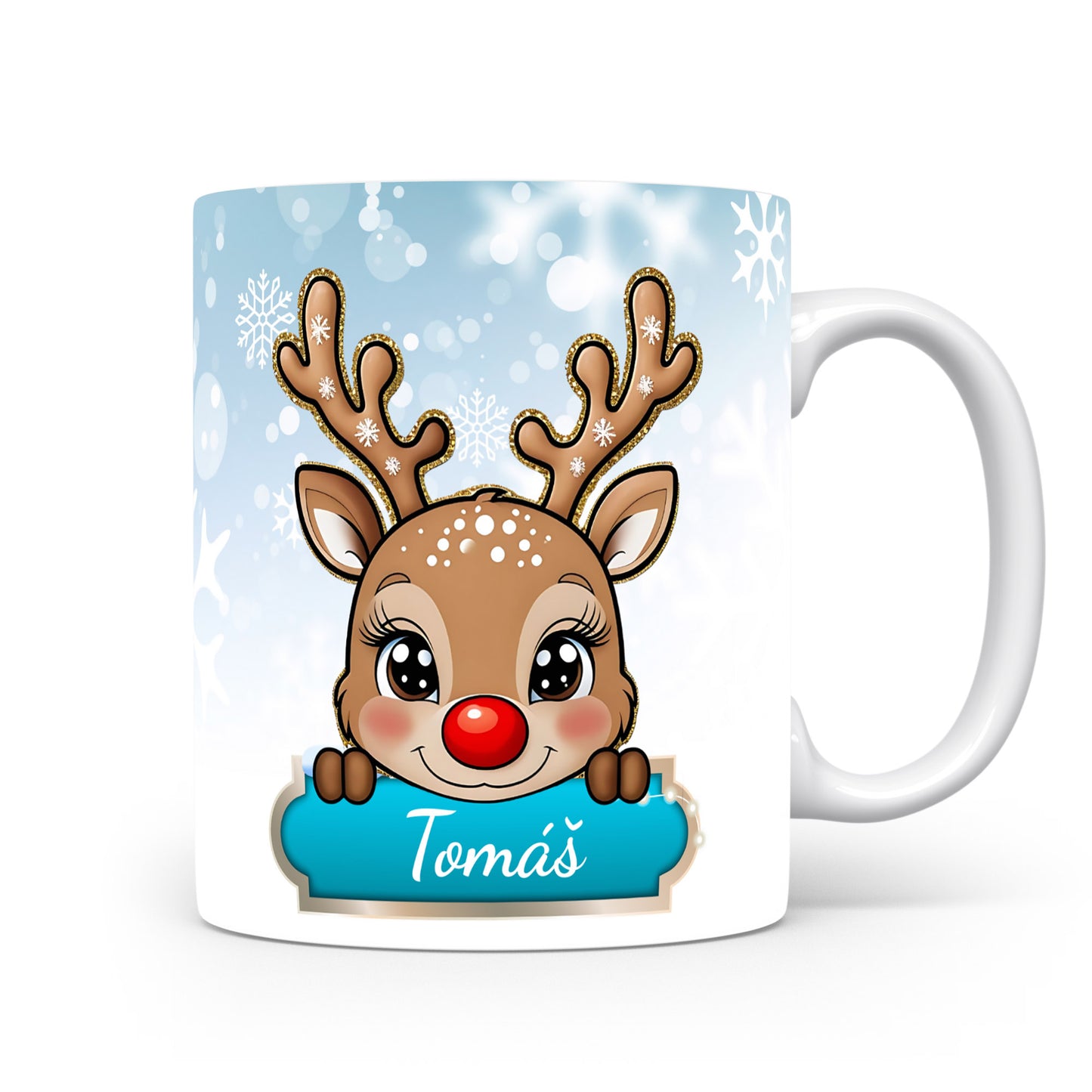 Dětský hrnek se jménem Tomáš | Sobí motiv pro kluky
