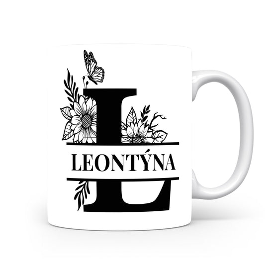 Hrnek se jménem Leontýna | Květinový monogram