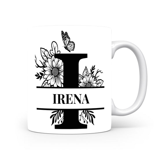 Hrnek se jménem Irena | Květinový monogram