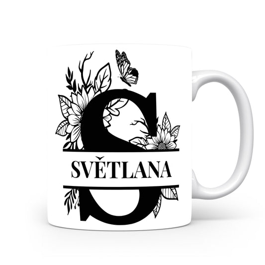 Hrnek se jménem Světlana | Květinový monogram