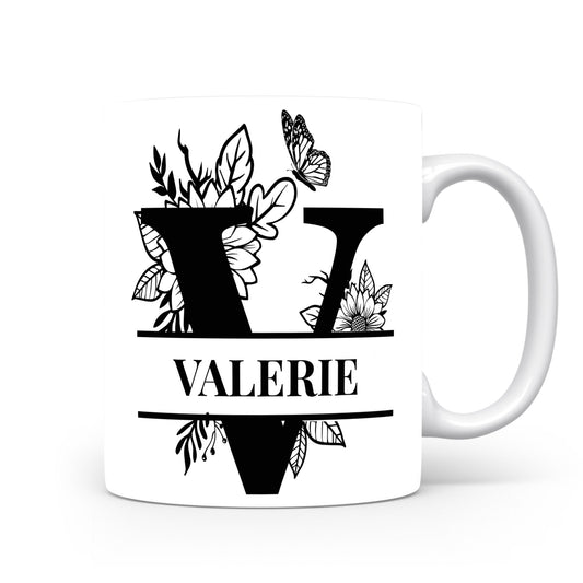 Hrnek se jménem Valerie | Květinový monogram