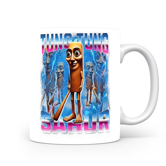 Hrnek s italským brainrotem – Tung Tung Tung Sahur — modrá aura