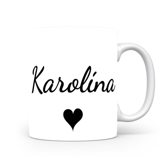 Hrnek se jménem Karolína | Romantický hrnek se srdcem