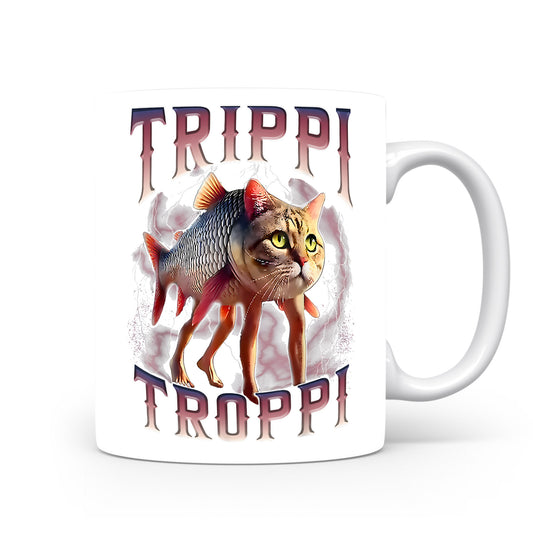 Hrnek s italským brainrotem – Trippi Troppi — kočko-ryba