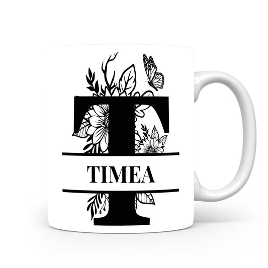 Hrnek se jménem Timea | Květinový monogram
