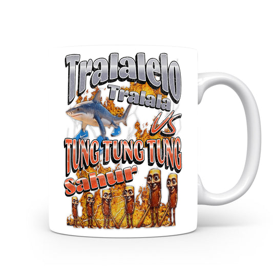 Hrnek s italským brainrotem – Tralalero vs Tung Tung Sahur — safari bitva
