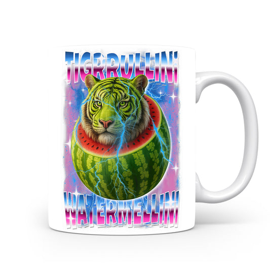 Hrnek s italským brainrotem – Tiger Watermelon — tygr s melounem