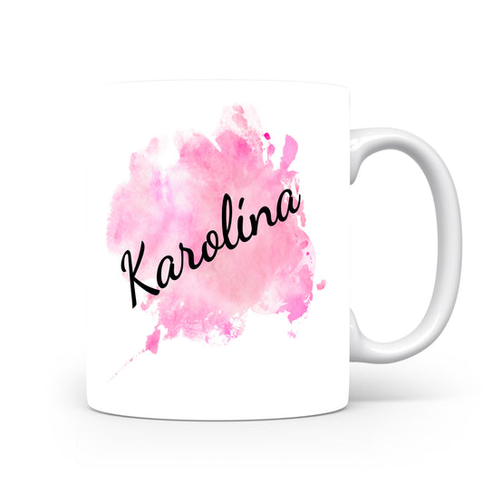 Hrnek se jménem Karolína | Růžový akvarelový hrnek
