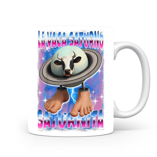 Hrnek s italským brainrotem – La Vaca Saturno — Saturnina (talíř s nohama)