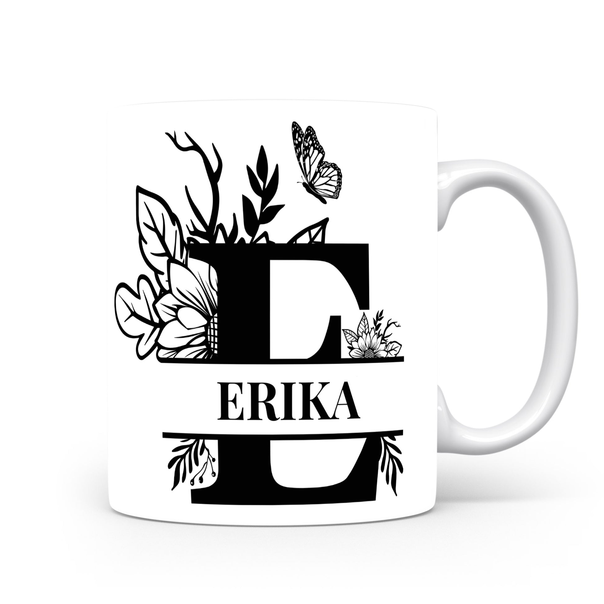 Hrnek se jménem Erika | Květinový monogram