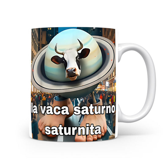 Hrnek s italským brainrotem – La Vaca Saturno Saturnita (kráva‑planeta)