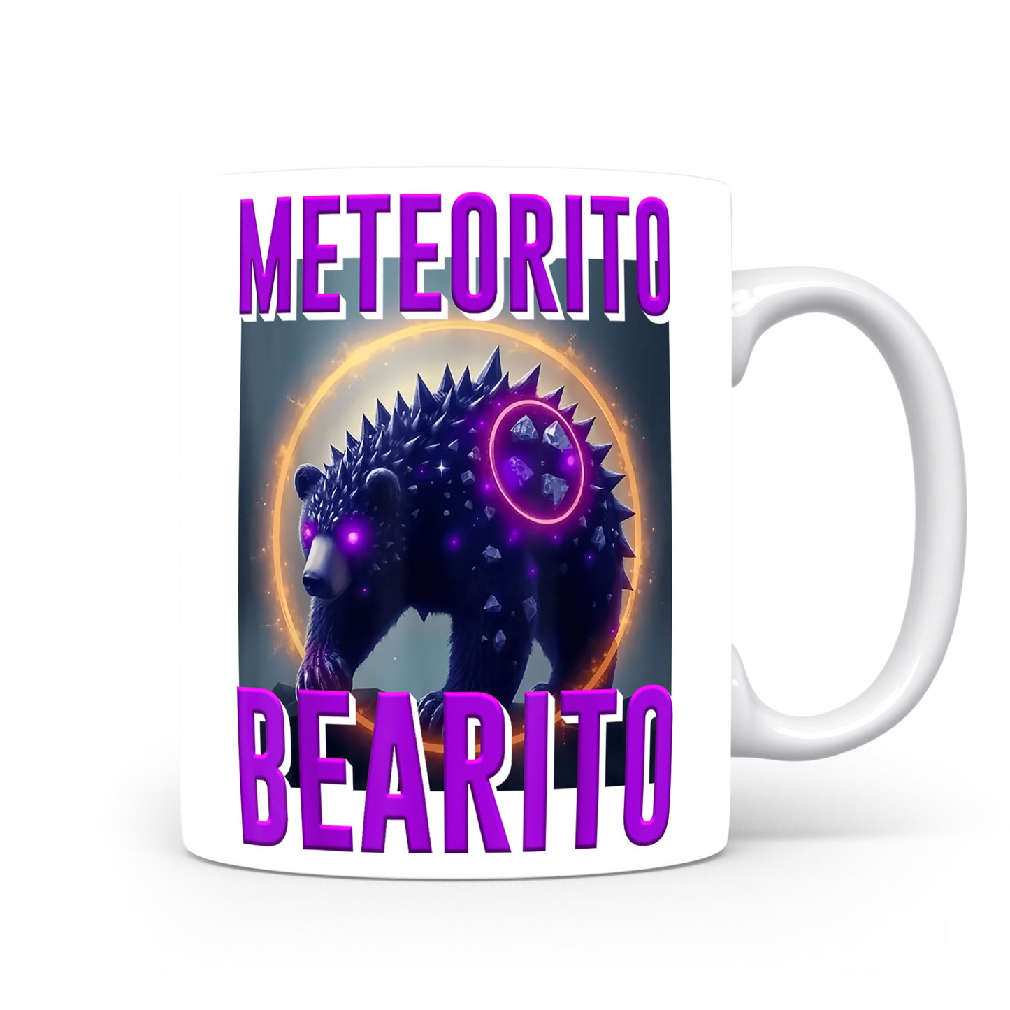 Hrnek s italským brainrotem – Meteorito Bearito — vesmírný ježek