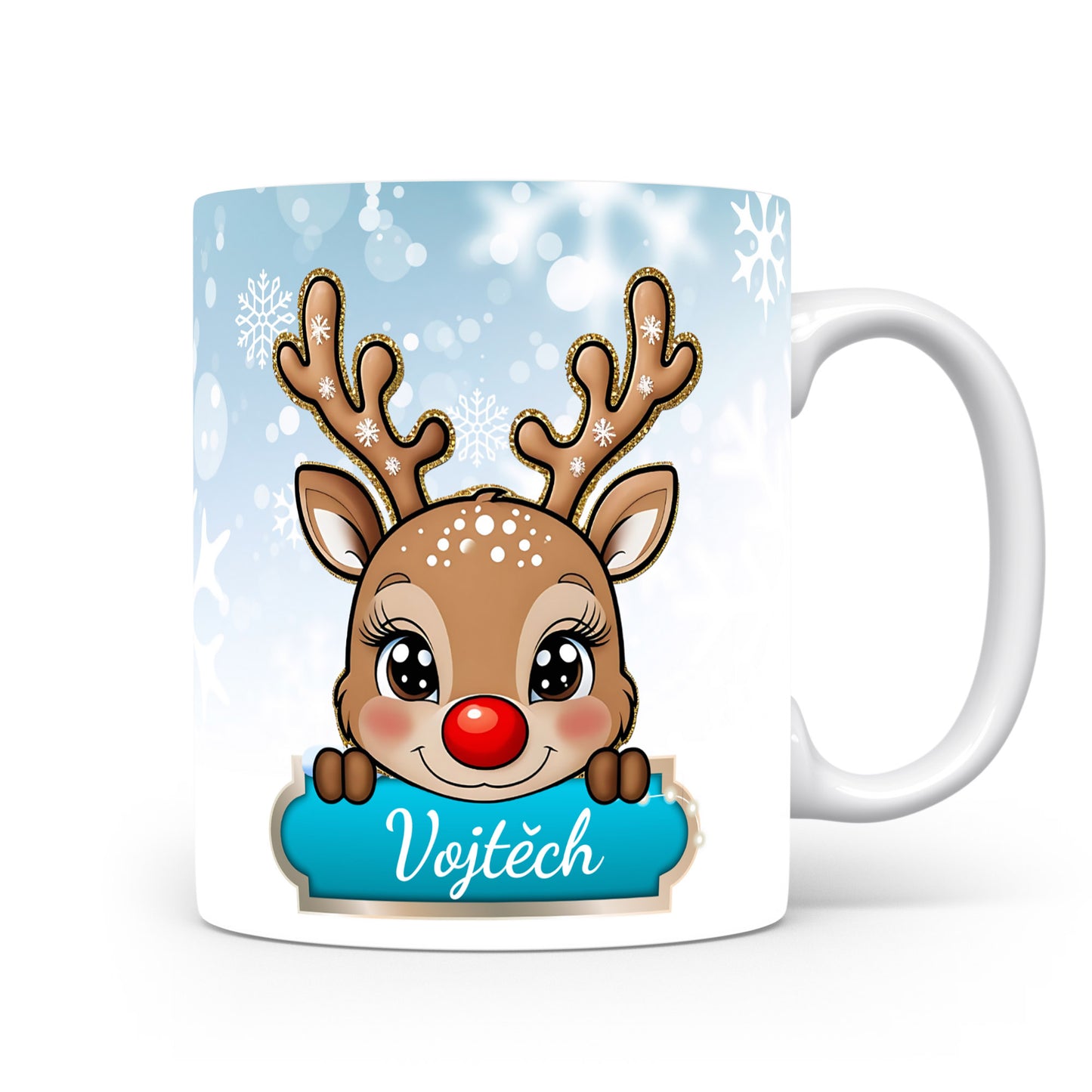 Dětský hrnek se jménem Vojtěch | Sobí motiv pro kluky