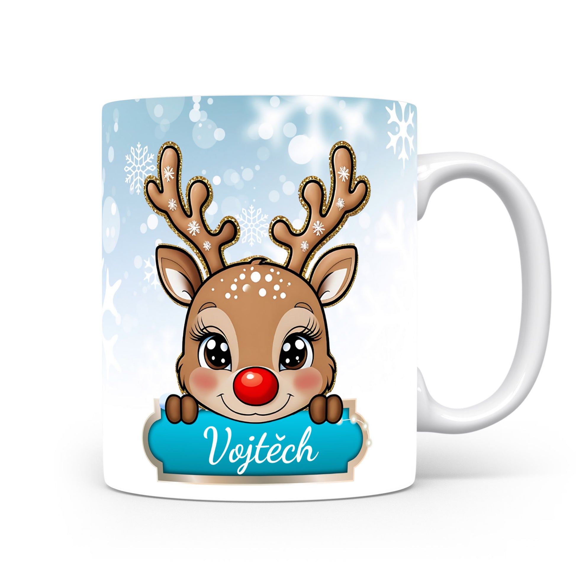 Dětský hrnek se jménem Vojtěch | Sobí motiv pro kluky