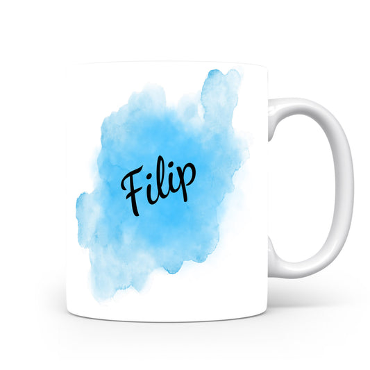 Hrnek se jménem Filip | Modrý akvarelový hrnek