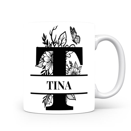 Hrnek se jménem Tina | Květinový monogram