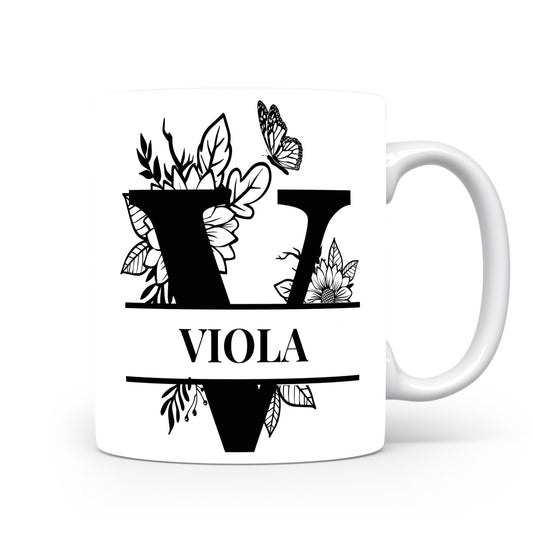 Hrnek se jménem Viola | Květinový monogram