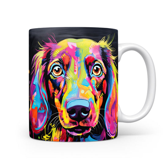 Hrnek s barevným retrívrem v pop-art stylu
