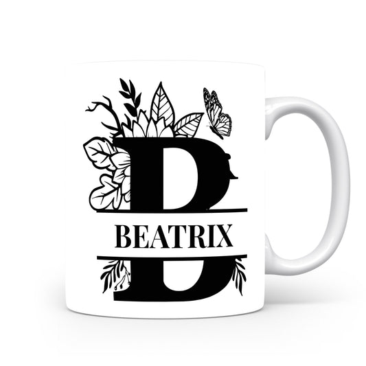 Hrnek se jménem Beatrix | Květinový monogram