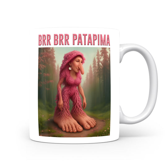 Hrnek s italským brainrotem – Brr Brr Patapima — růžový chlupáč