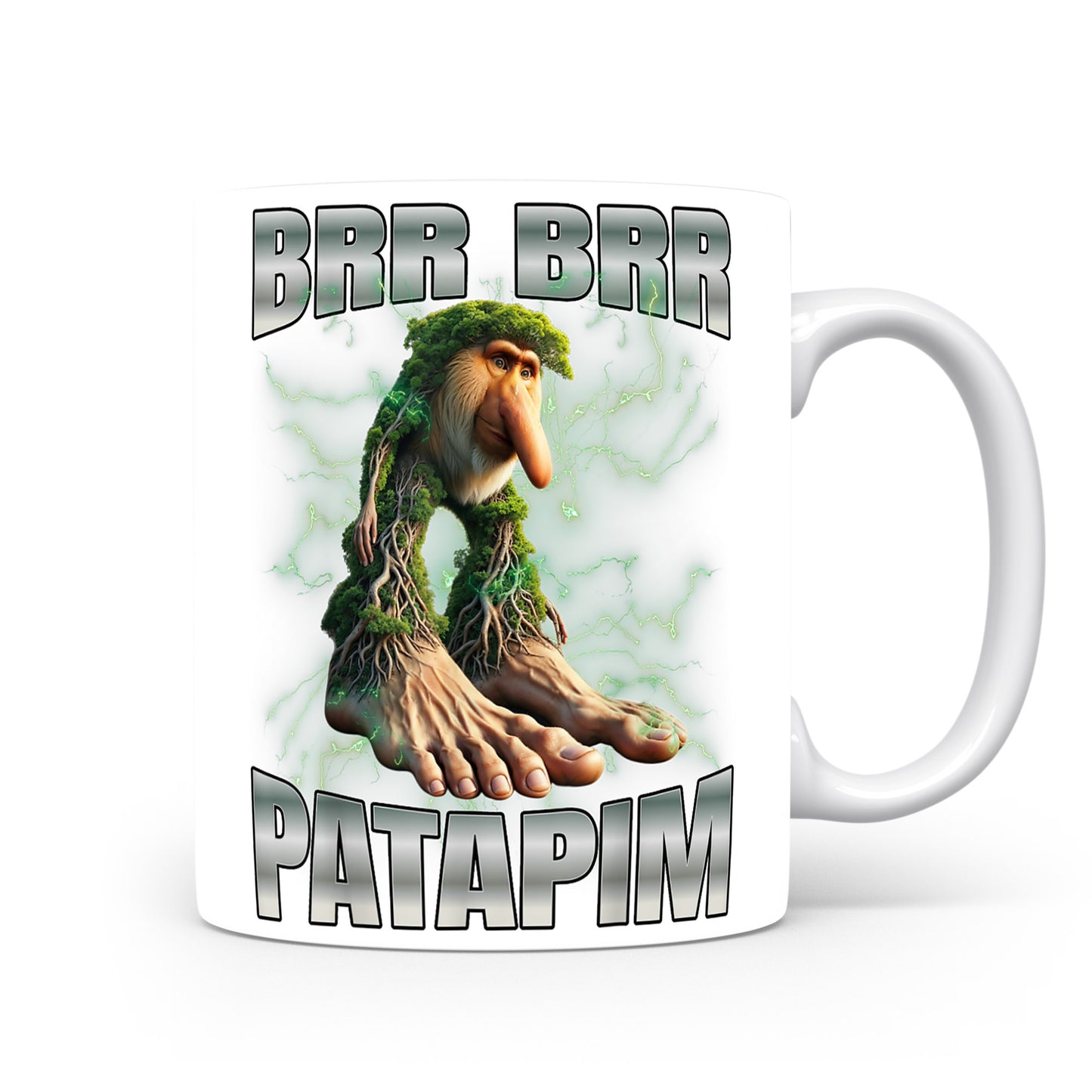 Hrnek s italským brainrotem – Brr Brr Patapim — šedá aura