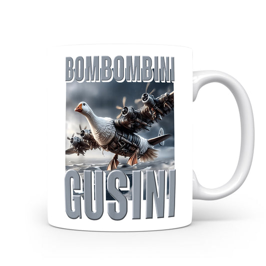 Hrnek s italským brainrotem – Bombombini Gusini — šedý kouř