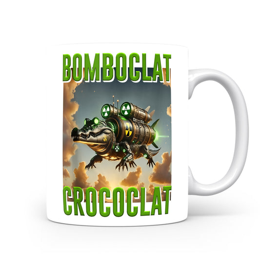 Hrnek s italským brainrotem – Bomboglat Crococlat — žabí bombardér