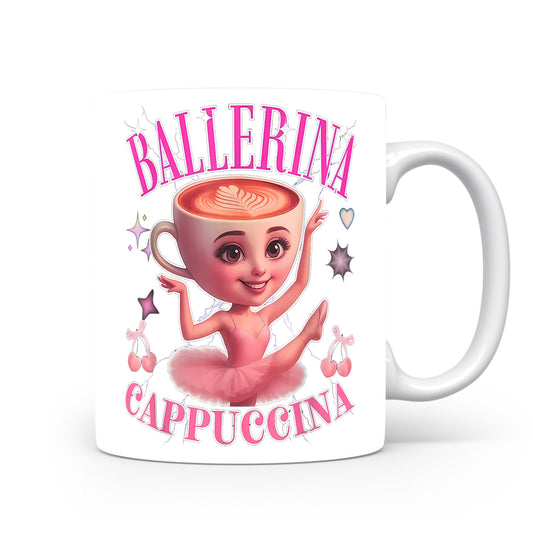 Hrnek s italským brainrotem – Ballerina Cappuccina — pink glamour
