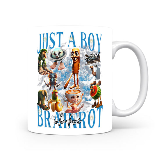 Hrnek s italským brainrotem – Just a Boy Brainrot — koláž postav