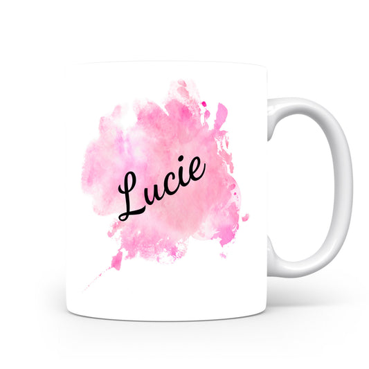 Hrnek se jménem Lucie | Růžový akvarelový hrnek